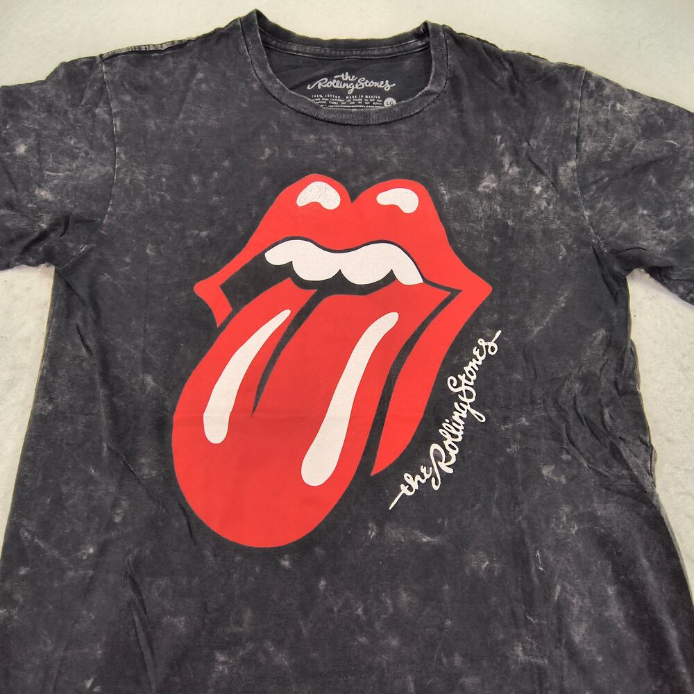 Rolling Stones Band Crew Neck Short Sleeve Shirt Womens Size Large L Black Red
